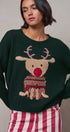 Rudolph Crewneck Knit Sweater in H GREEN - Women's Sweaters | Urban Daizy