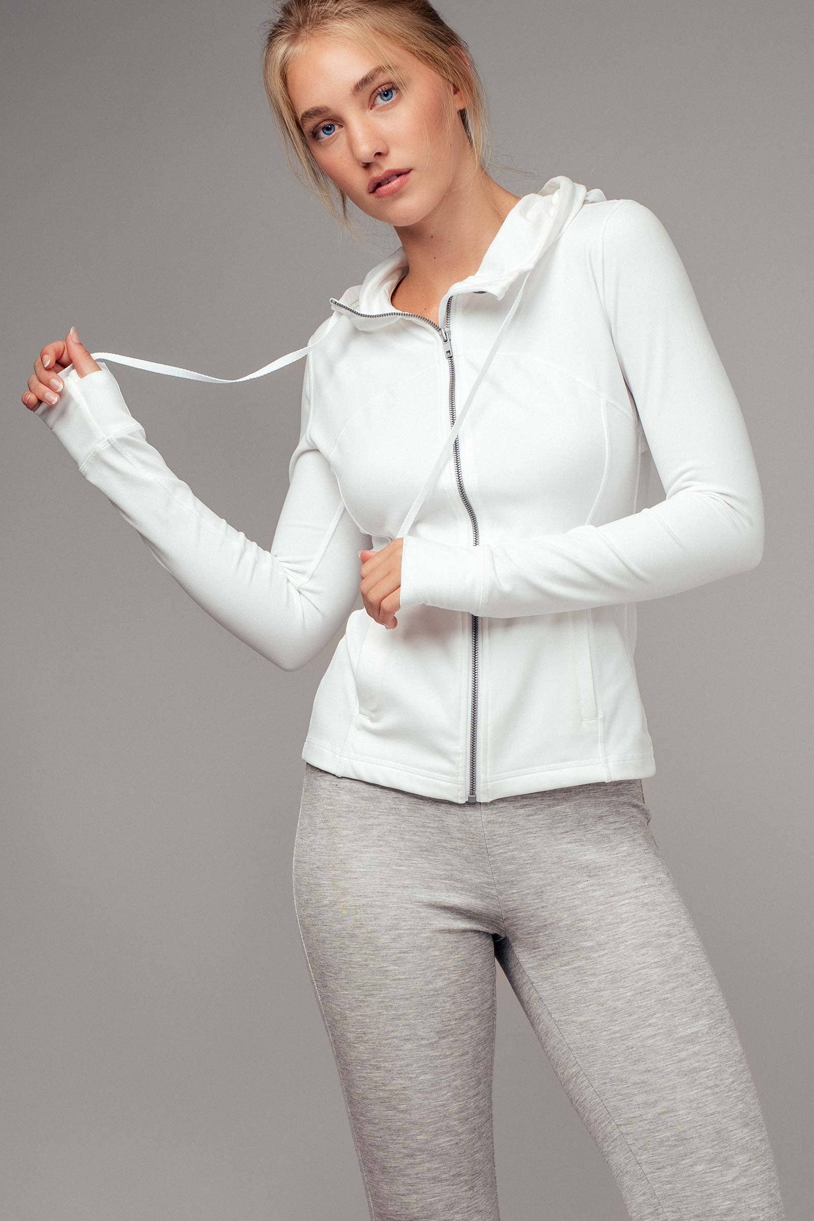 Sculpted Seam Thumbhole Zip Up Active Hoodie