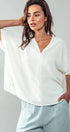 Urban Daizy Breezy Airflow V-Neck Top-FW Ivory Blouse - Women's (UDZ-TP-00270)