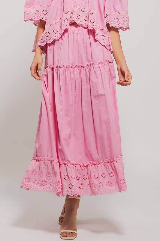 Urban Daizy Laced Eyelet Tiered Midi Skirt Lt-Blue Skirt - Women's (UDZ-SK-00108) – alternate view 16