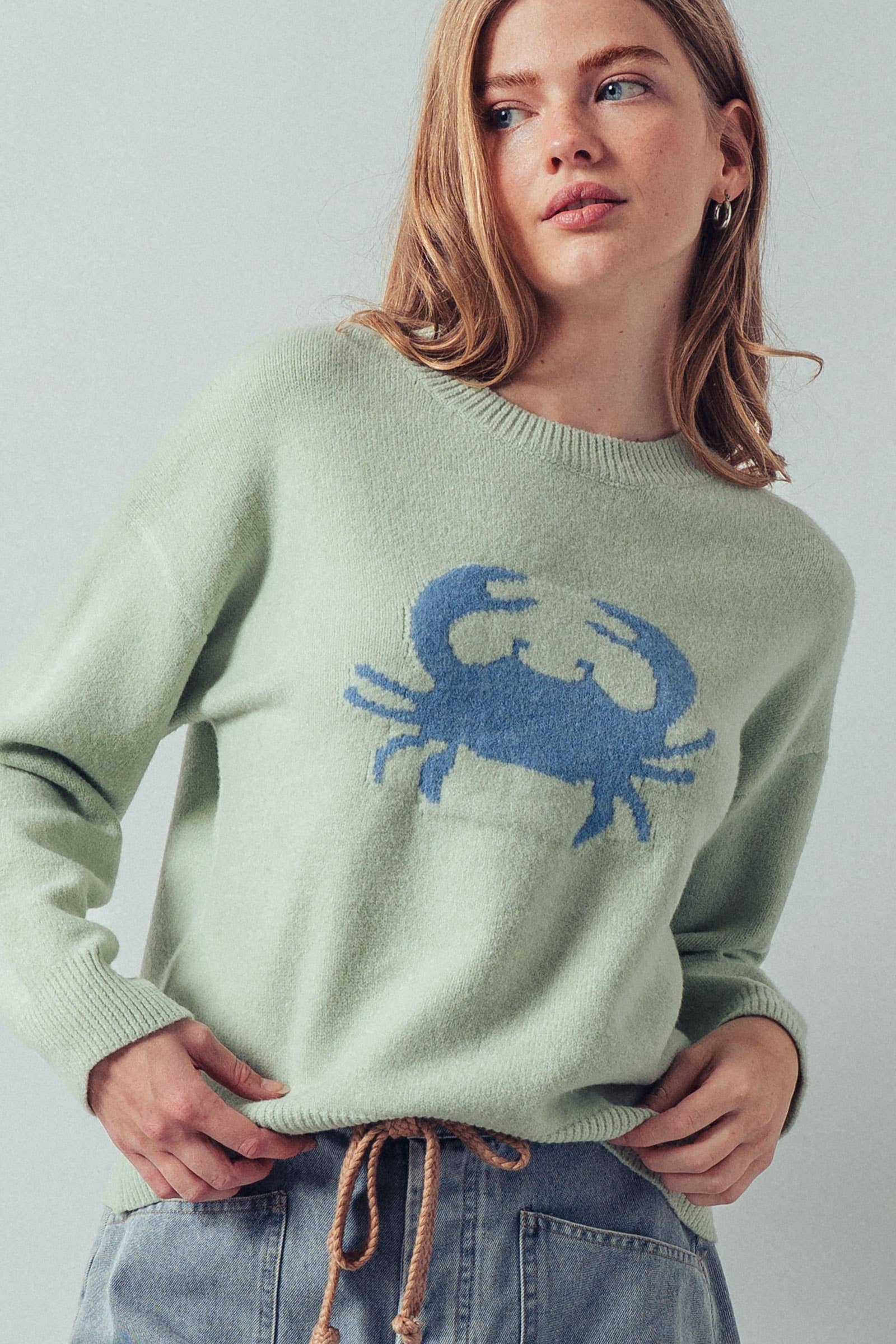 Crab Graphic Relaxed Knit Sweater