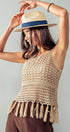 Urban Daizy Crochet Knit Boho Tassel Hem Summer Cover Top Khaki Knit Top - Women's (UDZ-TP-00504) – alternate view 8