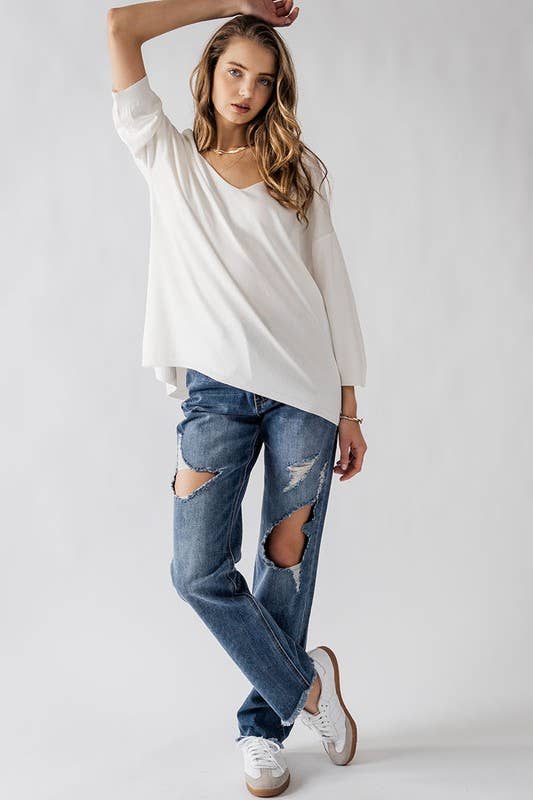 Urban Daizy Relaxed Fit V Neck Three Quarter Sleeve Tunic Top Green Tunic - Women's (UDZ-TP-00030) – alternate view 11