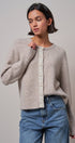 Elegant Wool Blend Cardigan with Lace Trim Detail in MOCHA - Women's Cardigans & Shrugs | Urban Daizy