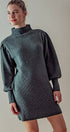Urban Daizy Balloon Sleeve Mock Neck Sweater Dress Charcoal Dress - Women's (UDZ-DR-00096) – alternate view 3