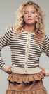 Urban Daizy Parisian Striped Gold Button Cardigan Khaki Cardigan - Women's (UDZ-KN-00656) – alternate view 3