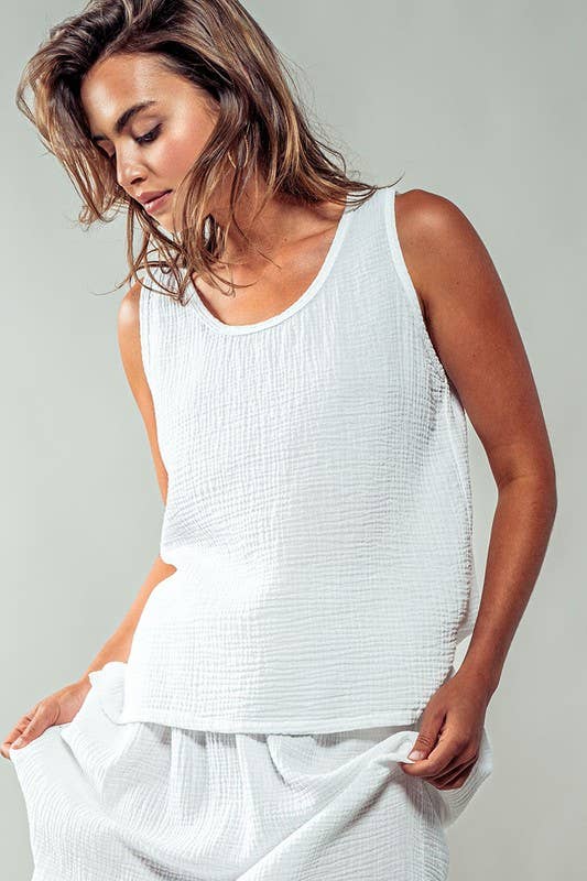 Urban Daizy Vintage Washed Double Gauze Tank Top Black Tank Top - Women's (UDZ-TP-00487) – alternate view 16