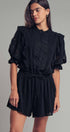 Urban Daizy Lace & Ruffle Cotton Romper Black Romper - Women's (UDZ-JR-00072)