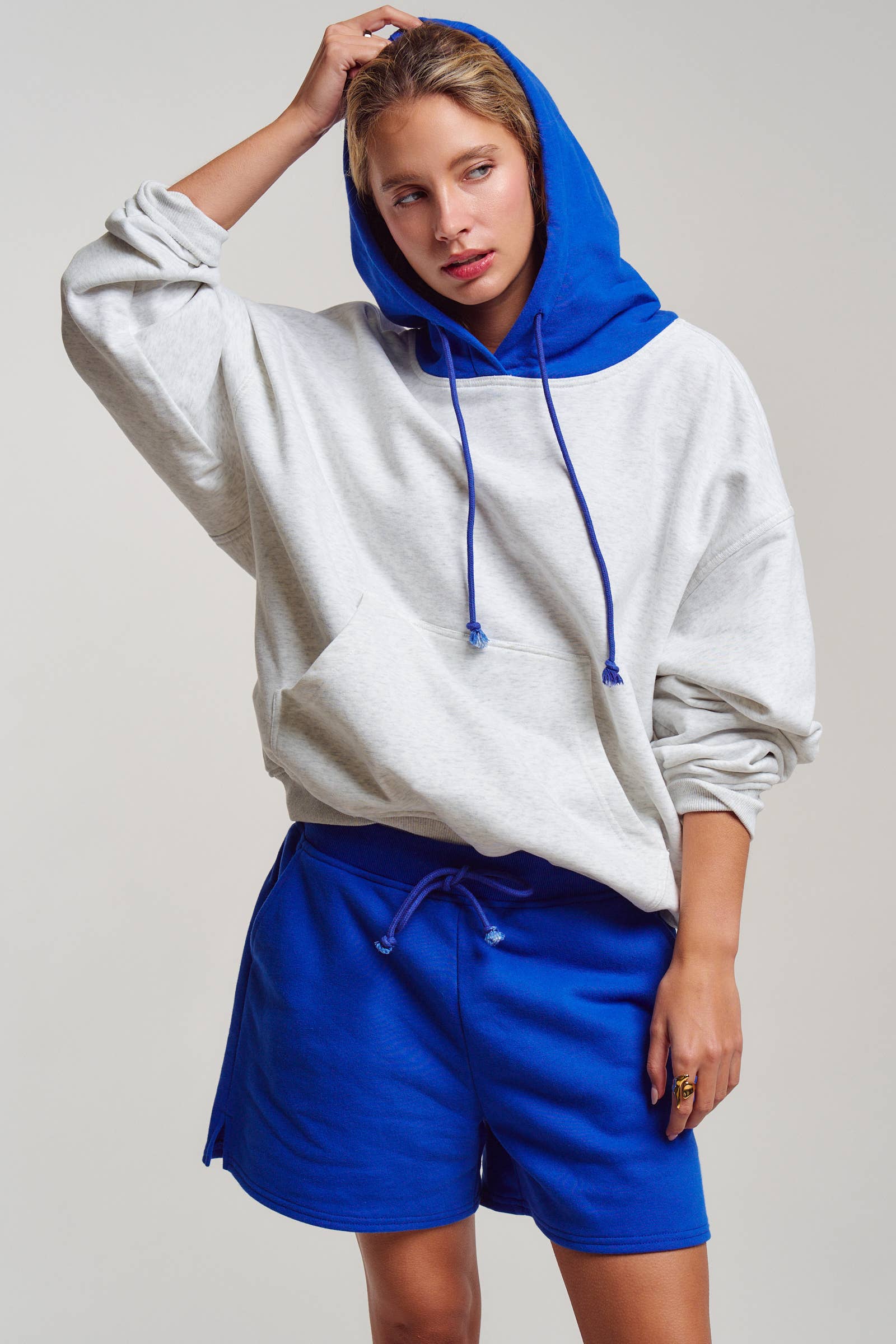 Contrast Hood Colorblock Pullover Hoodie