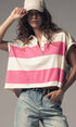 Urban Daizy Bold Striped Dolman Sleeve Polo Shirt Ivory Black Polo - Women's (UDZ-TP-00660) – alternate view 16