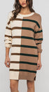 Urban Daizy Two-Tone Striped Knit Sweater Dress Cream-Multi Dress - Women's (UDZ-DR-00352)