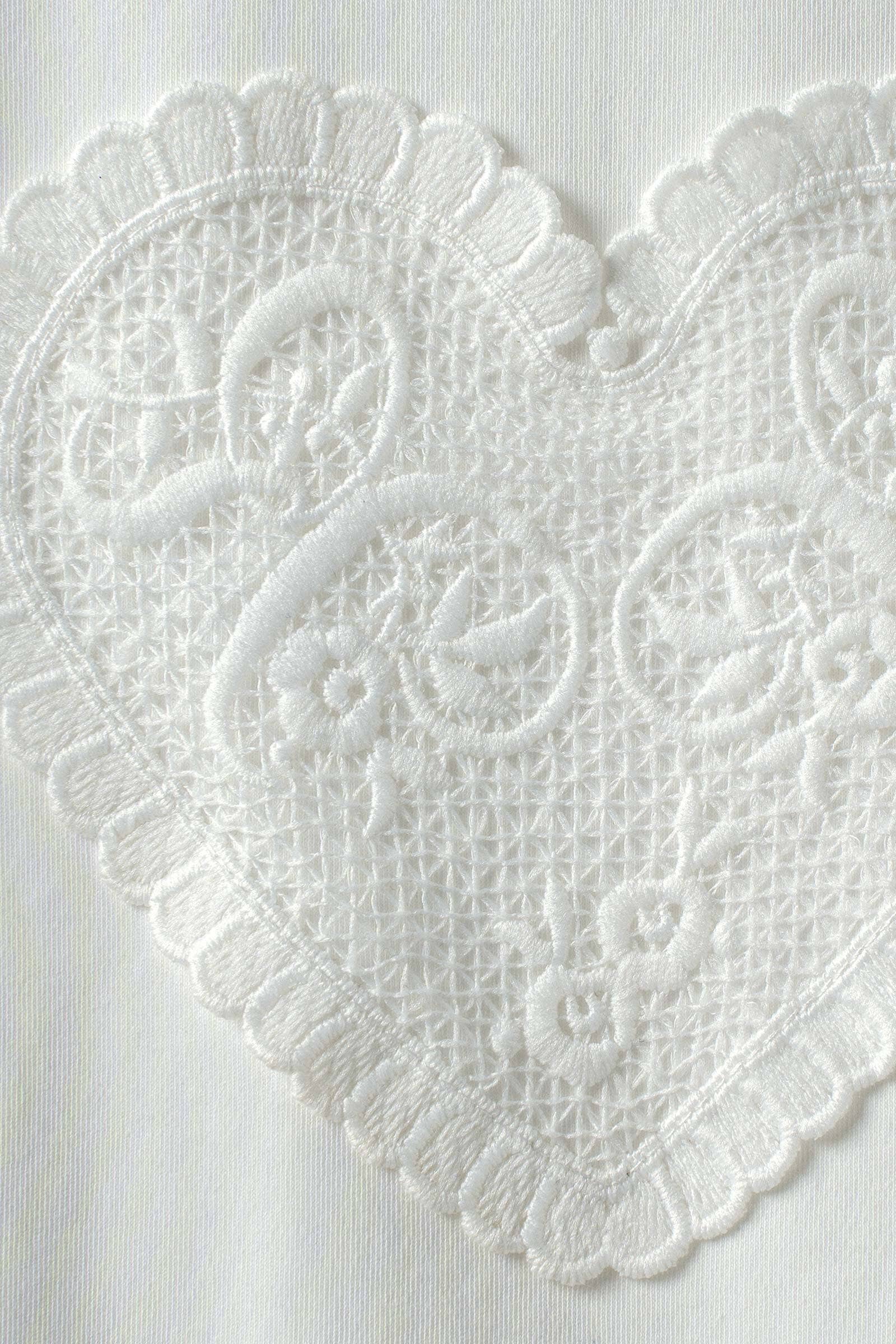 Lace Heart Patch Short Sleeve Cotton Tee