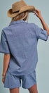 Sweet Cowgirl Boot Stitch Embroidered Shirt in BLUE - Women's Shirts & Blouses | Urban Daizy