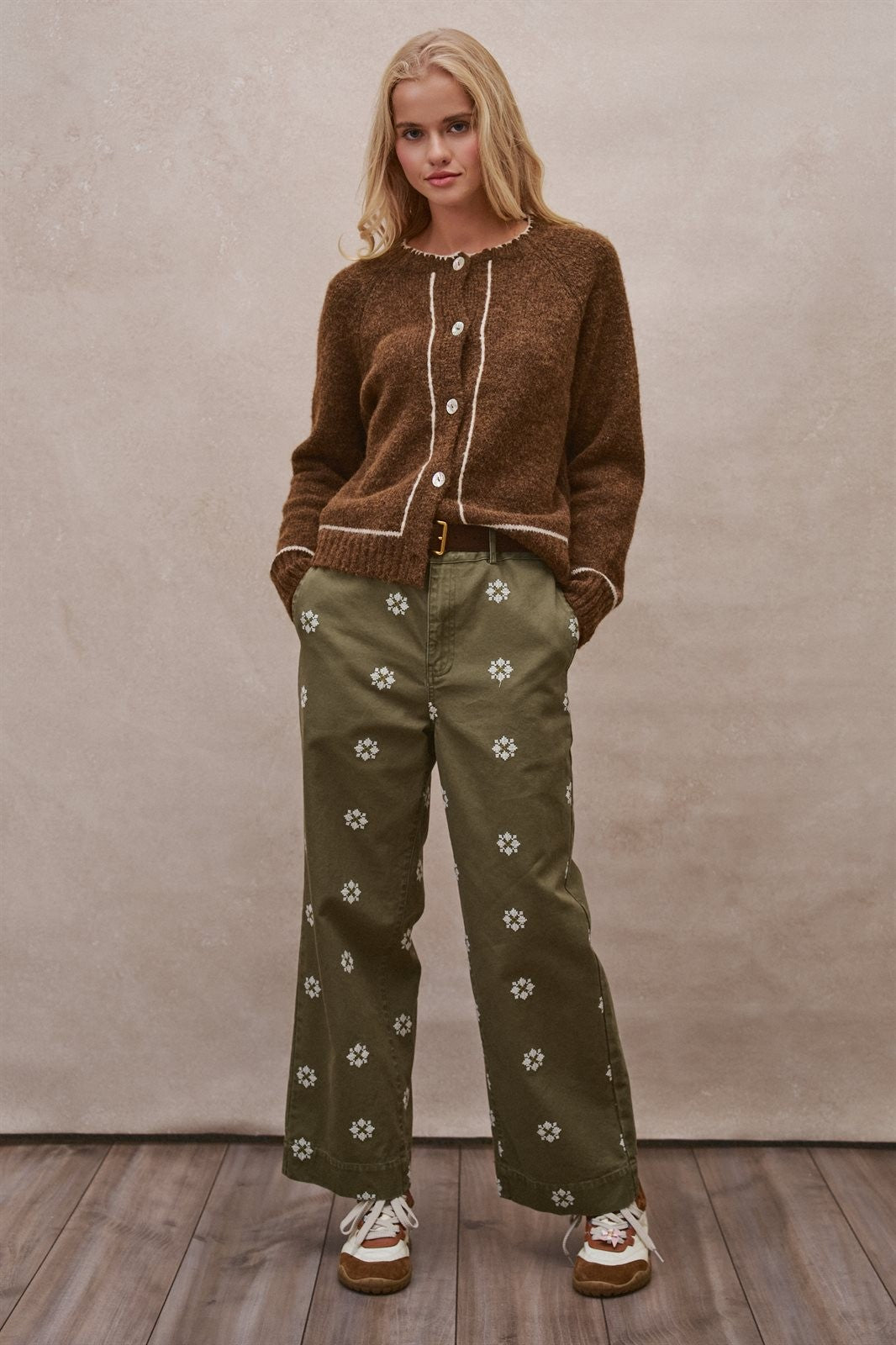 Wool Blend Sweater Cardigan with Statement Buttons in BROWN - Women's Cardigans & Shrugs | Urban Daizy