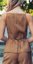 Buttoned Tie-Waist Cami Top in MOCHA - Women's Tops | Urban Daizy