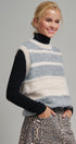 Striped Fuzzy Knit Sweater Vest in GREY - Women's Sweater Vests | Urban Daizy