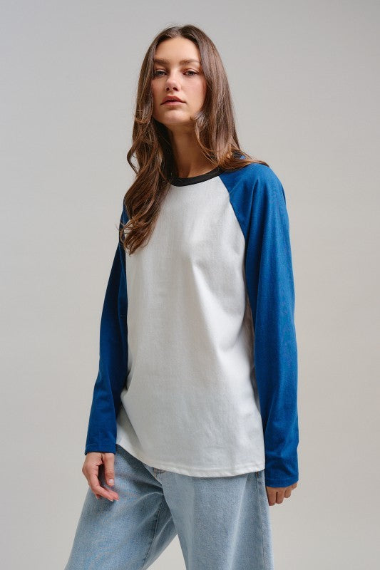 All-Star Vintage Baseball Tee in BLUE - Women's T-Shirts & Polos | Urban Daizy