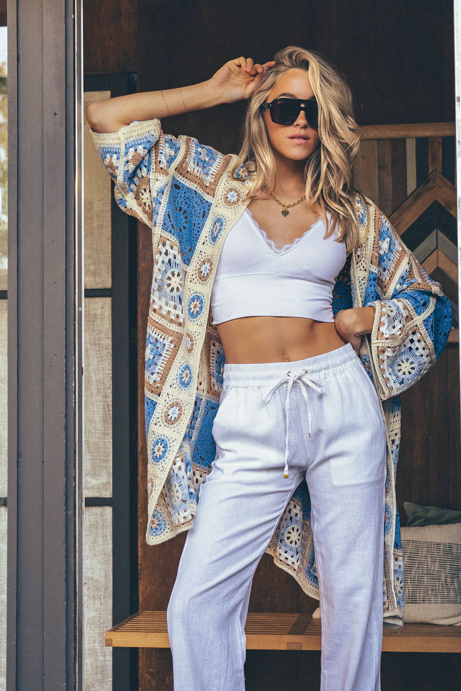 Granny Square Crochet Patchwork Duster Cardigan