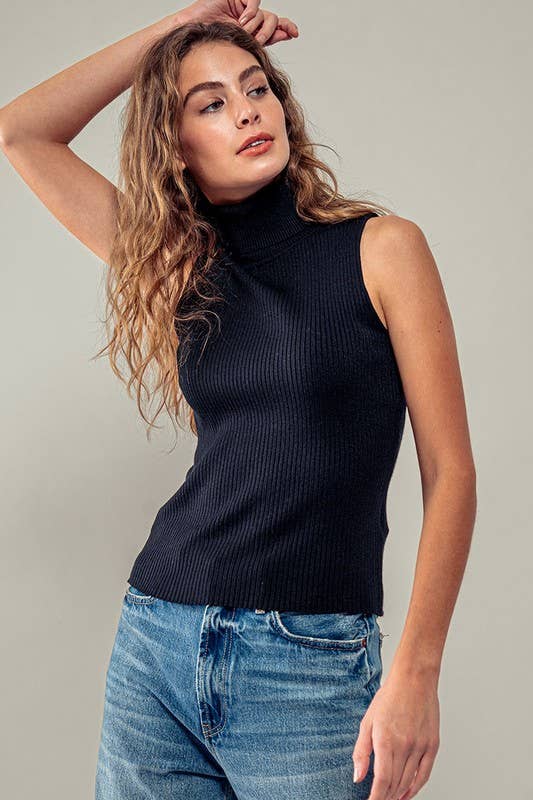 Urban Daizy Sleeveless Ribbed Knit Turtleneck Top Camel Knit Top - Women's (UDZ-TP-00703) – alternate view 7