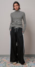 Side Stripe Drawstring Wide-Leg Pants in BLACK - Women's Casual Pants | Urban Daizy