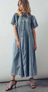 Urban Daizy Puff Sleeve A-Line Denim Maxi Dress Lt-Denim Dress - Women's (UDZ-DR-00392) – alternate view 6