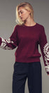 Urban Daizy Embroidered Sleeve Ivory Knit Sweater Ivory-Black Knit Sweater - Women's (UDZ-KN-00654) – alternate view 17
