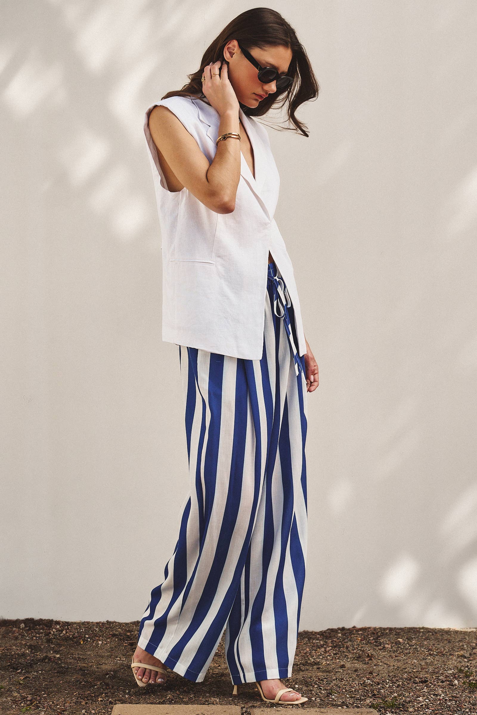 Breezy Linen-Blend Striped Wide-Leg Pants
