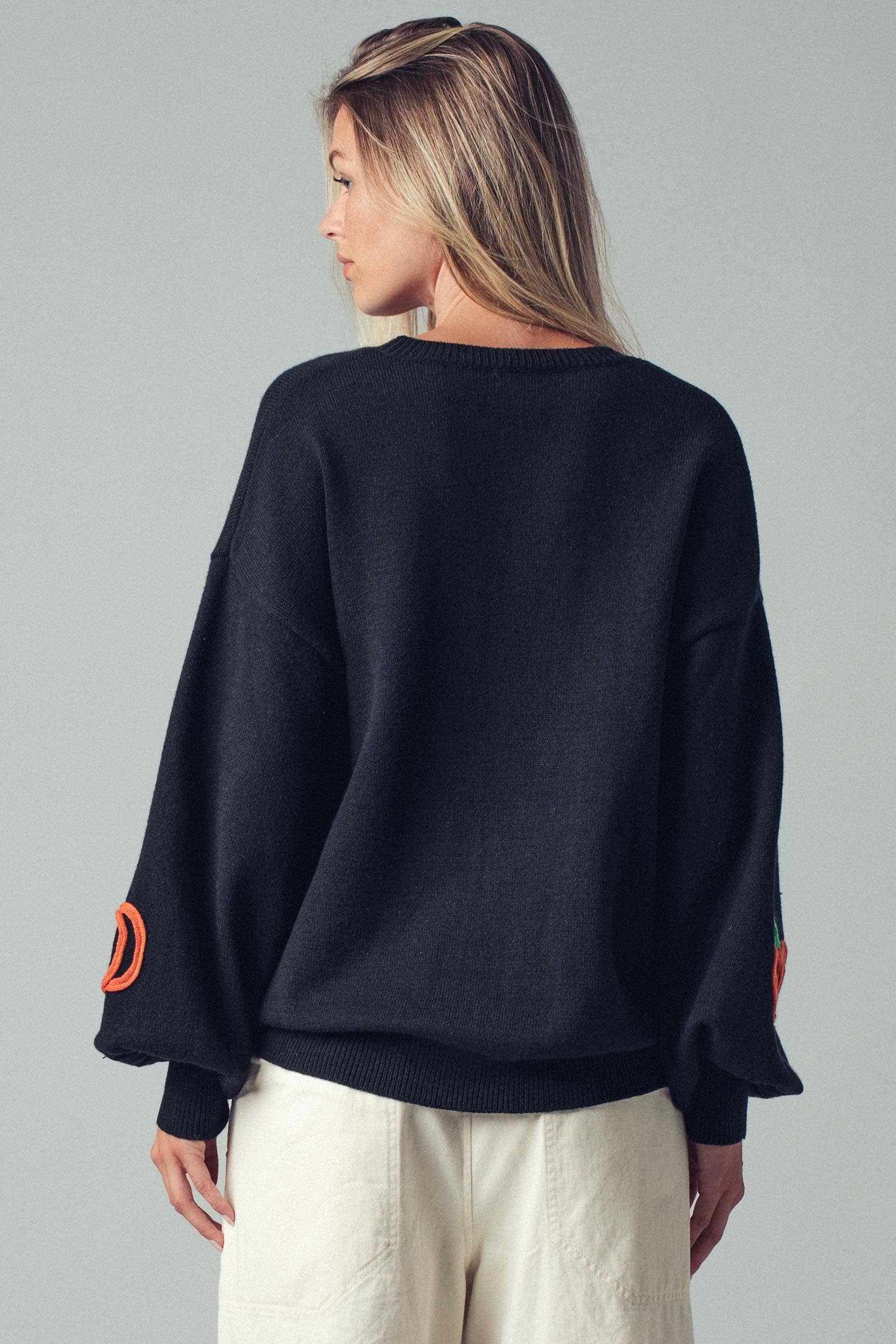 Urban Daizy Pumpkin Patch Balloon Sleeve Sweater Rust Knit Sweater - Women's (UDZ-TP-00814) – alternate view 13