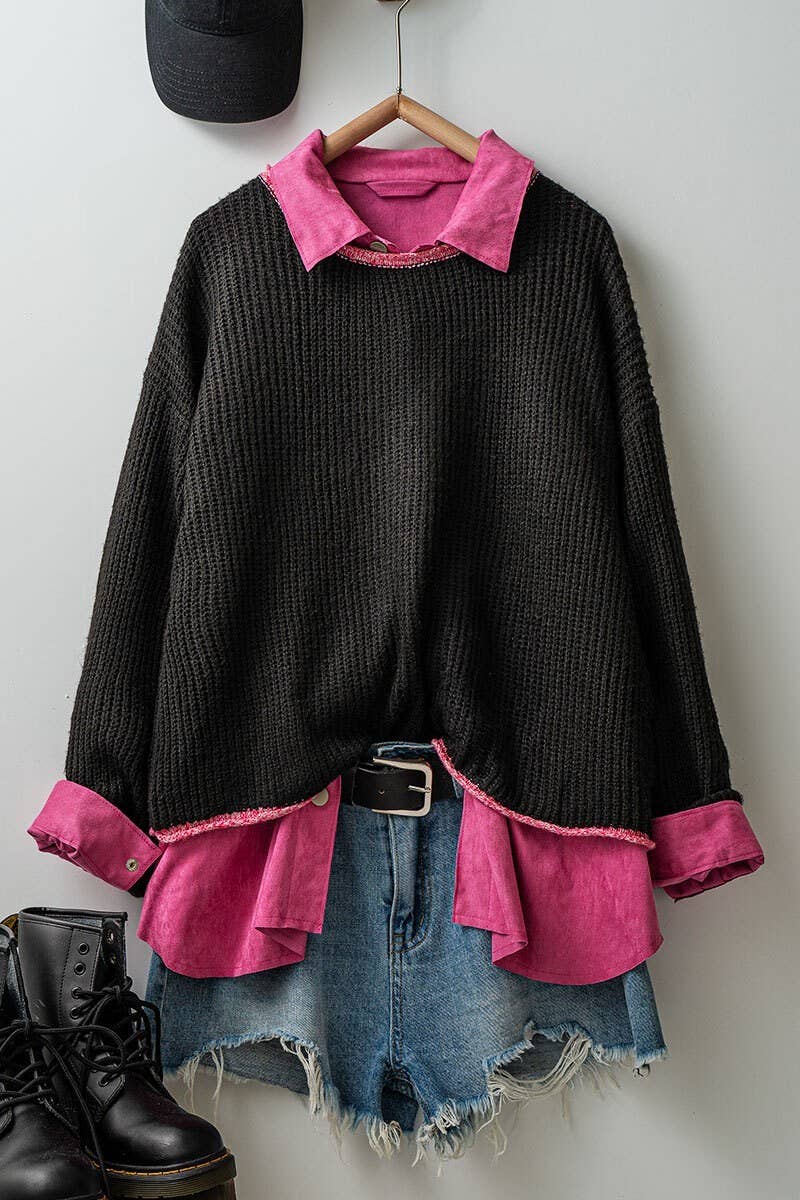 Bounded Contrast Trim Knit Sweater