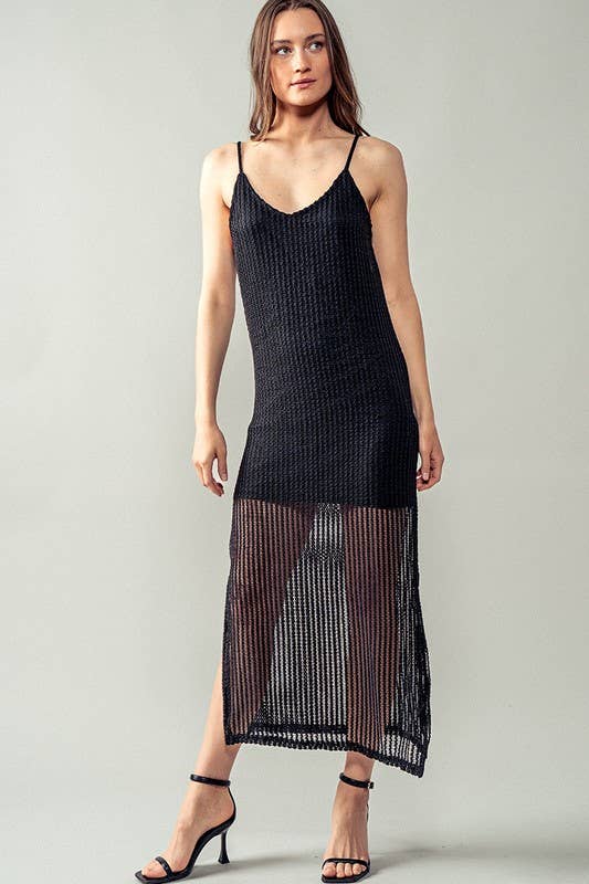 Urban Daizy Crochet Knit Strappy Lined Maxi Dress Black Dress - Women's (UDZ-DR-00199) – alternate view 16