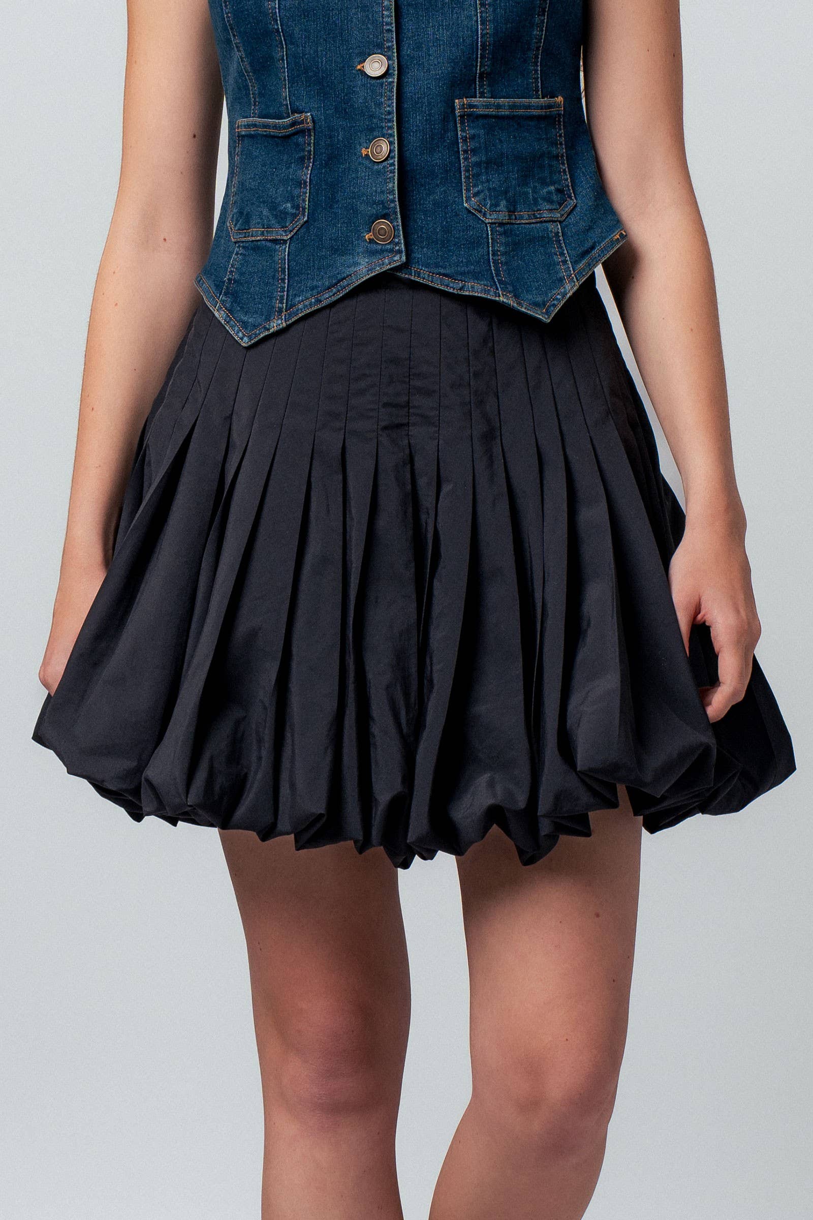 Urban Daizy Pleated High-Waist Bubble Mini Skirt Blue Skirt - Women's (UDZ-OT-00168) – alternate view 7