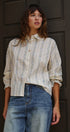 Blossom Whisper Stripe Button-Down Blouse in CREAM - Women's Shirts & Blouses | Urban Daizy