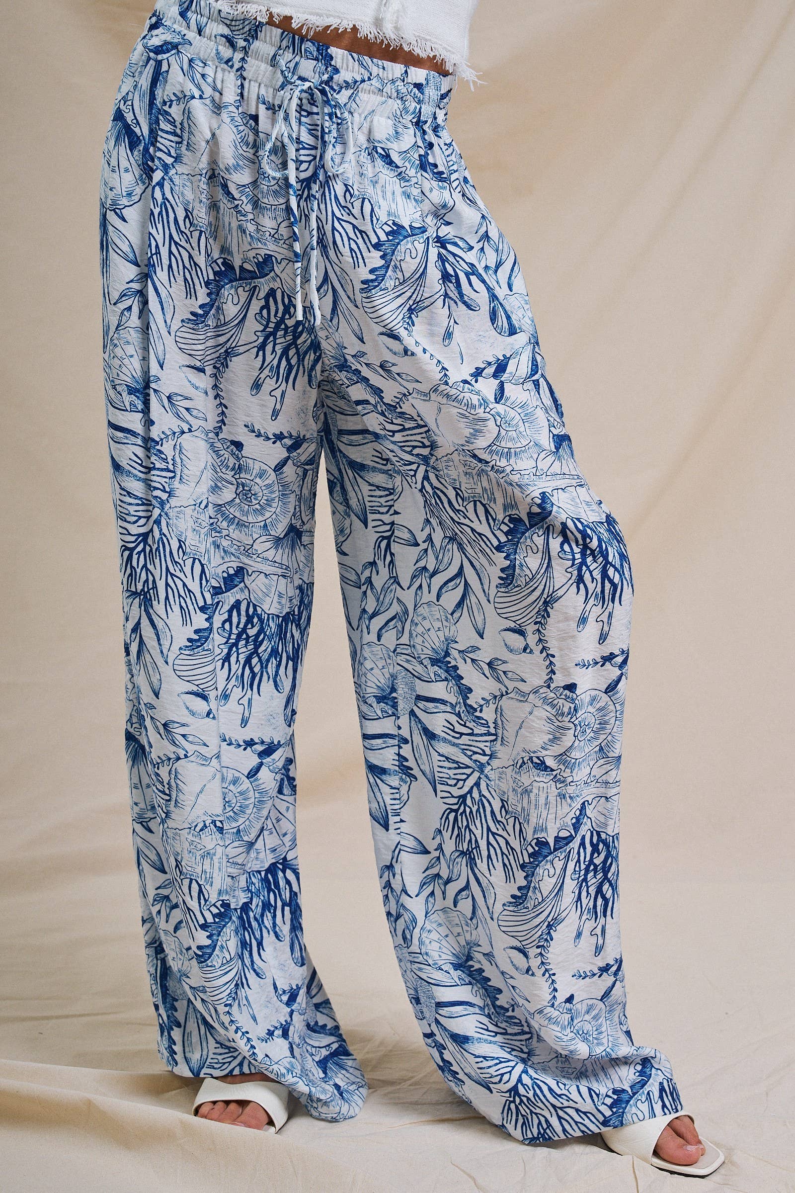 Urban Daizy Coastal Toile Print Wide Leg Pants Brown Pants - Women's (UDPT0175-Brown) – alternate view 5