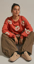 Pumpkin Embroidered Crew Neck Sweater in RUST - Women's Sweaters | Urban Daizy