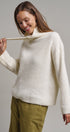 Ribbed Funnel Neck Knit Sweater in IVORY - Women's Sweaters | Urban Daizy