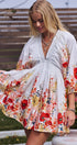 Urban Daizy Floral Print Smocked Cotton Mini Dress Ivory-Multi Dress - Women's (UDZ-DR-00481)
