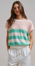 Urban Daizy Retro Striped Textured Knit Sweater Tee Mint Knit Sweater - Women's (TNTP4000-Mint) – alternate view 2