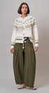 Pleated Wide-Leg Barrel Pant with Drawstring in OLIVE - Women's Casual Pants | Urban Daizy
