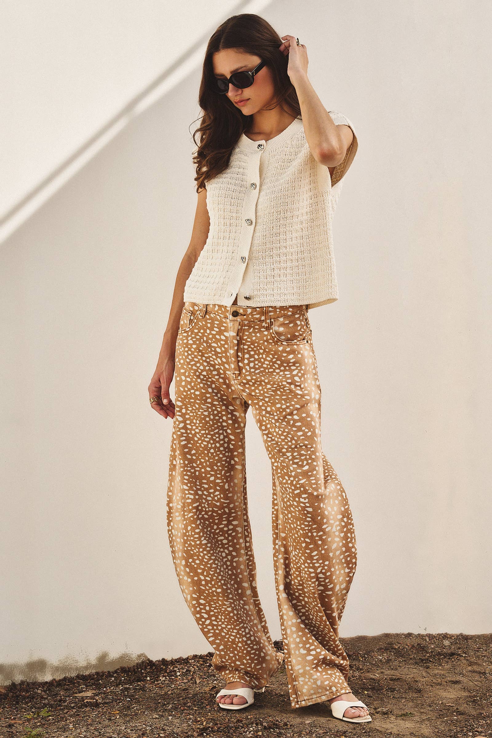 Textured Knit Button-Front Vest