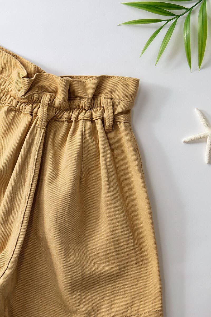Urban Daizy Double Button Paper Bag Pleated Bermuda Shorts Beige Shorts - Women's (UDZ-PT-00015) – alternate view 7