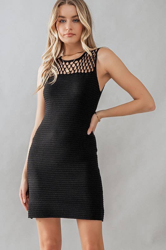 Urban Daizy HOLLOW OUT CROCHET MINI DRESS Beige Dress - Women's (UDZ-DR-00127) – alternate view 17