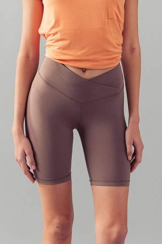 Urban Daizy Cross Front High-Waisted Bike Shorts Candy-Pink Athletic Shorts - Women's (UDZ-PT-00160) – alternate view 9