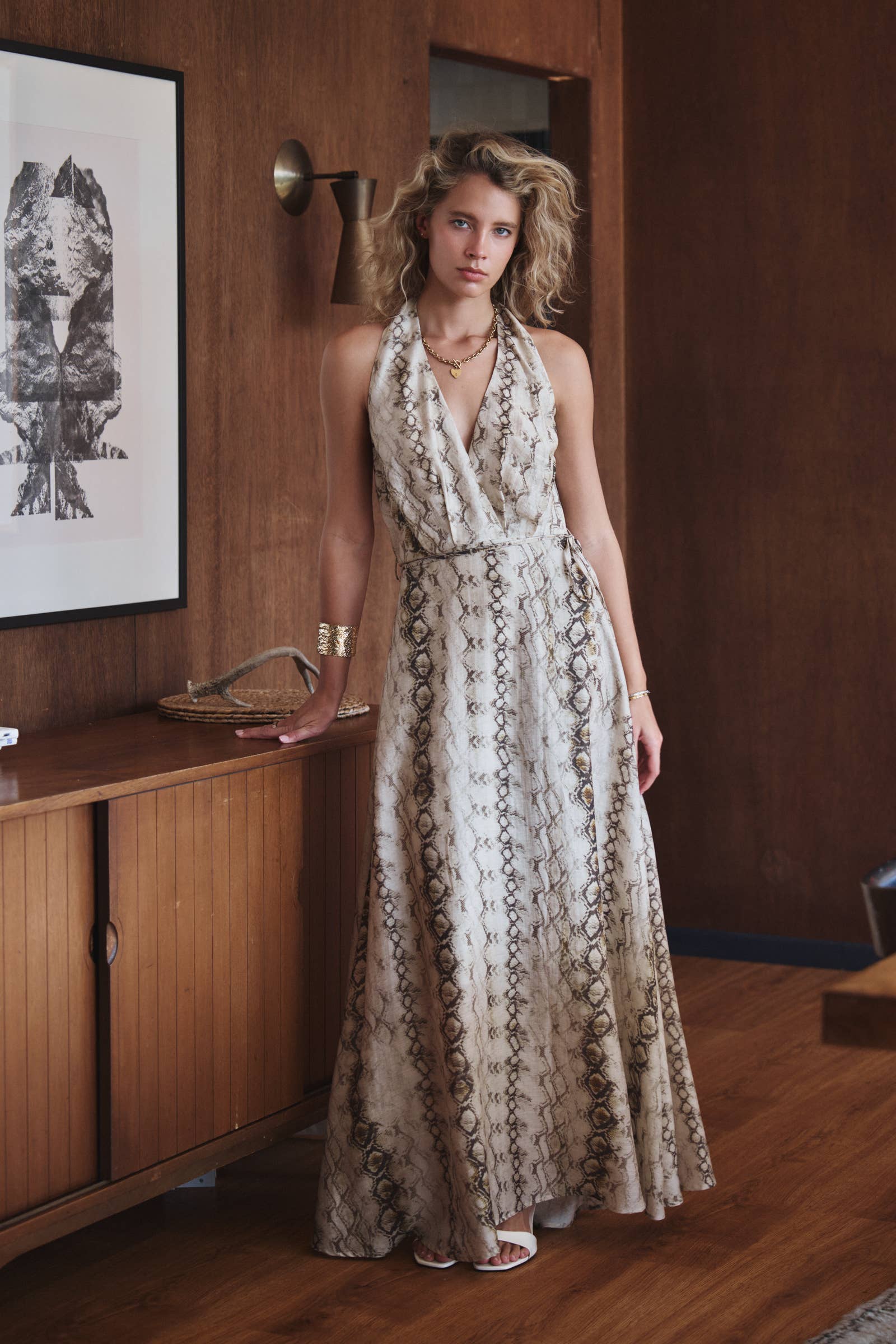 Urban Daizy Snake Print Tencel Linen Halter Maxi Dress Multi Dress - Women's (UDZ-DR-00523) – alternate view 6