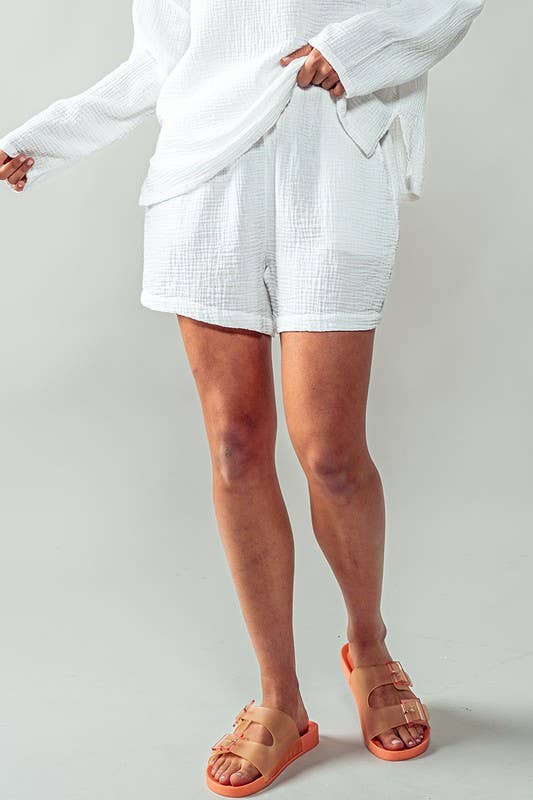 Urban Daizy Vintage Washed Bubble Gauze Lounge Shorts Black Lounge Shorts - Women's (UDZ-PT-00258) – alternate view 15