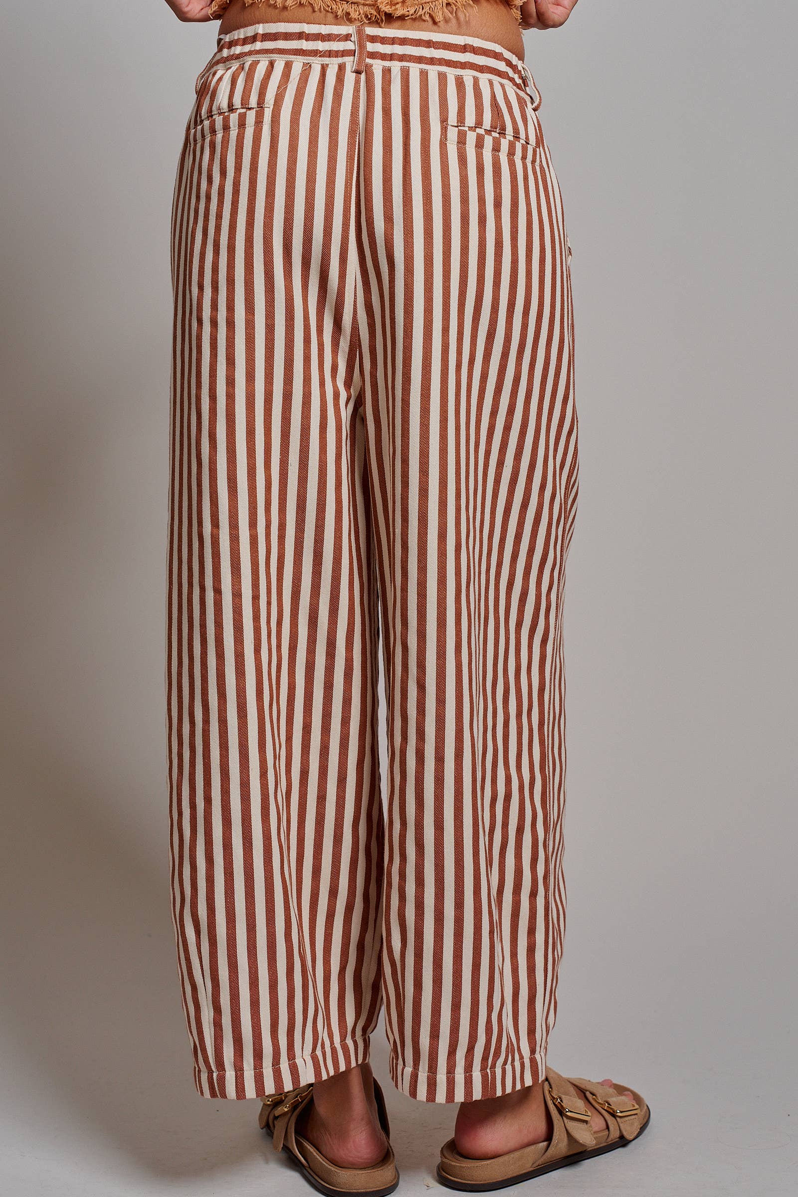 Striped Pleated Wide Leg Culotte Pants