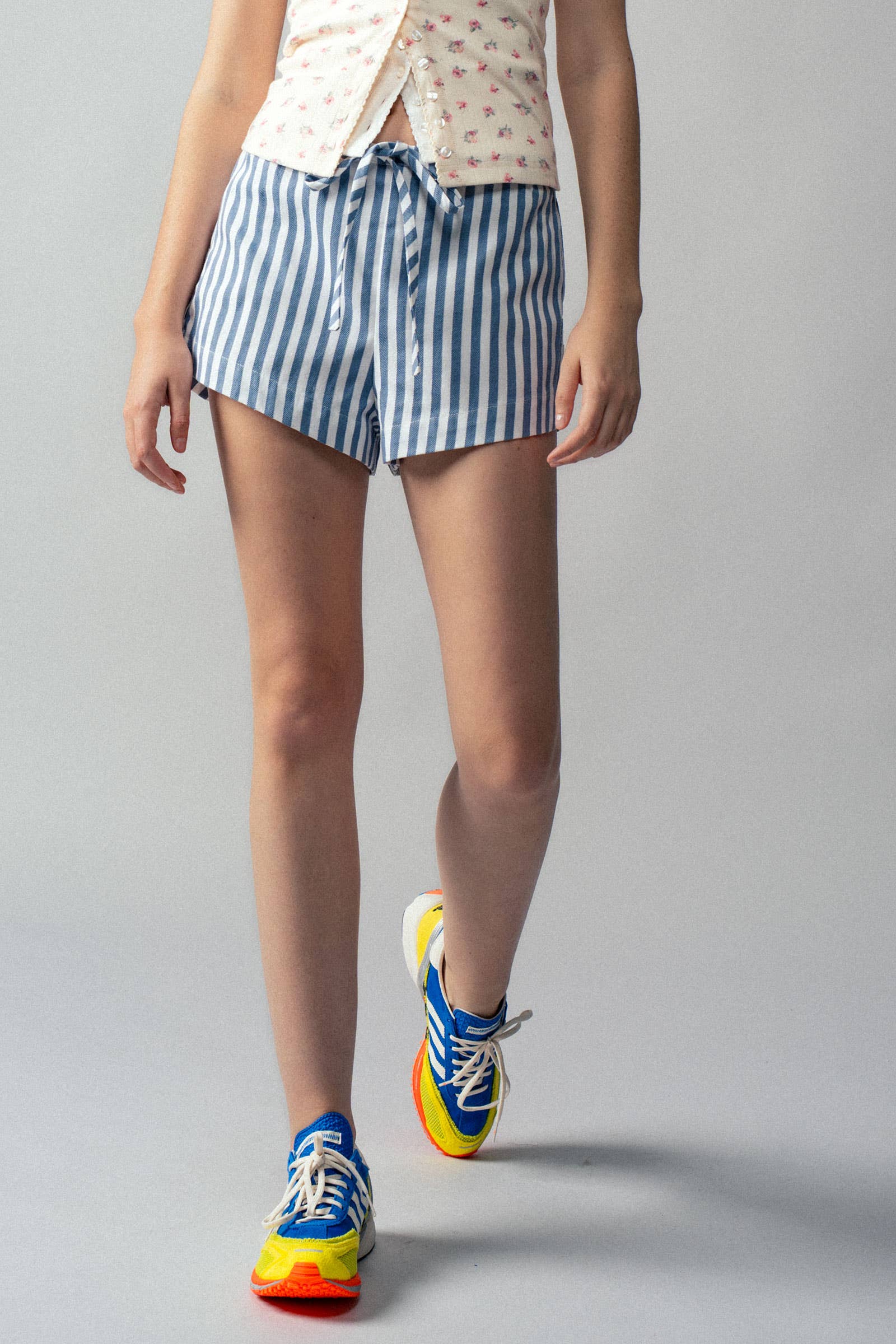 Retro Striped Side-Button Lounge Shorts
