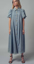 Urban Daizy Puff Sleeve A-Line Denim Maxi Dress Lt-Denim Dress - Women's (UDZ-DR-00392) – alternate view 9