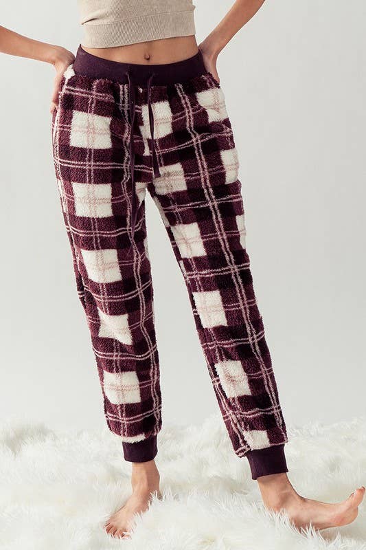 Urban Daizy Cozy Checkered Jogger Style Pajama Pants Ash-Blue Sleepwear Bottom - Women's (UDZ-PT-00127) – alternate view 3