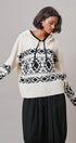 Nordic Fair Isle Hooded Sweater Wool Blend in IVORY BLACK - Women's Sweaters | Urban Daizy