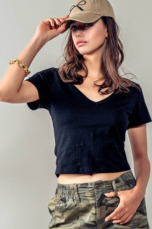 Urban Daizy Organic Cotton Comfort Scoop Neck Tee Black T-Shirt - Women's (UDZ-TP-00523) – alternate view 4